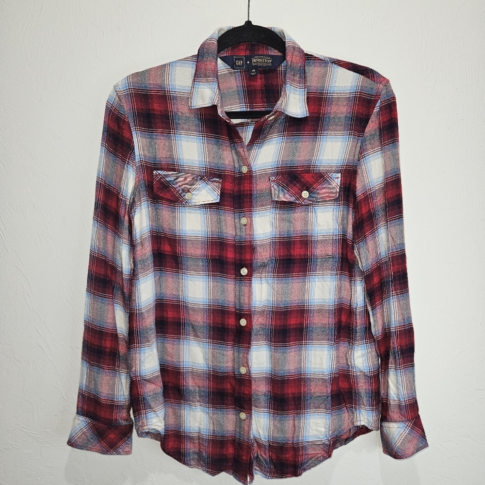 Gap | Pendleton Red Plaid Button Down Shirt Women… - image 2